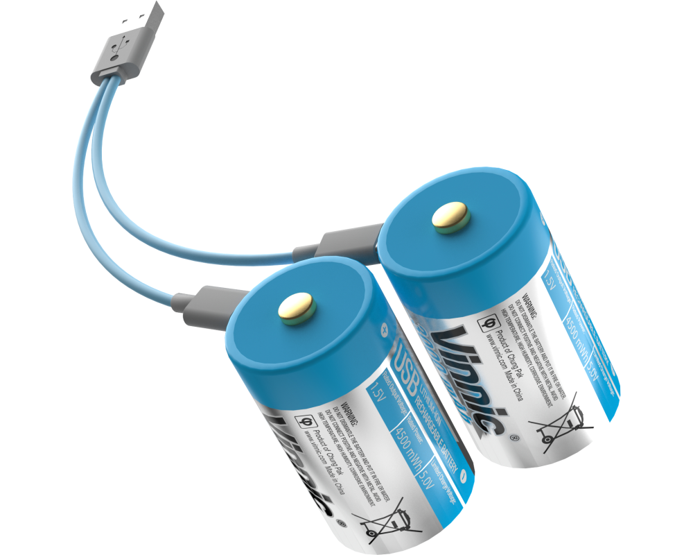 VINNIC USB Rech. Batt. D Type-C VPRB-UCD-2PC 3000mAh,Case,2pcs.