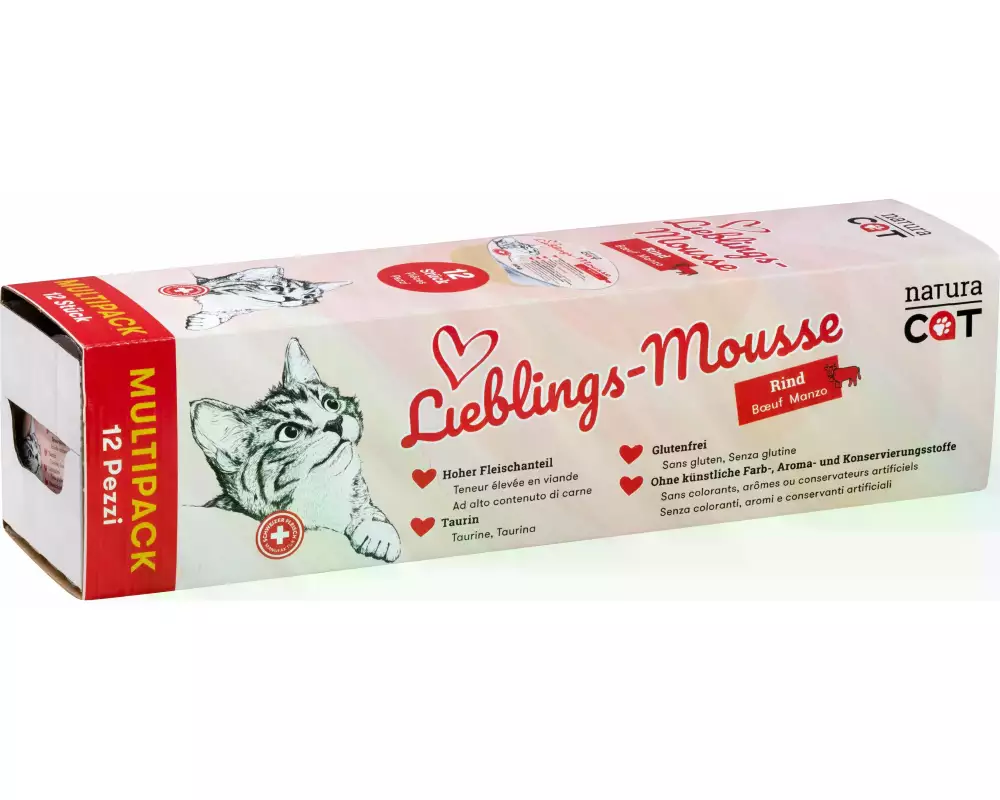 naturaCat Nassfutter Lieblings-Mousse Rind, 12 x 85 g