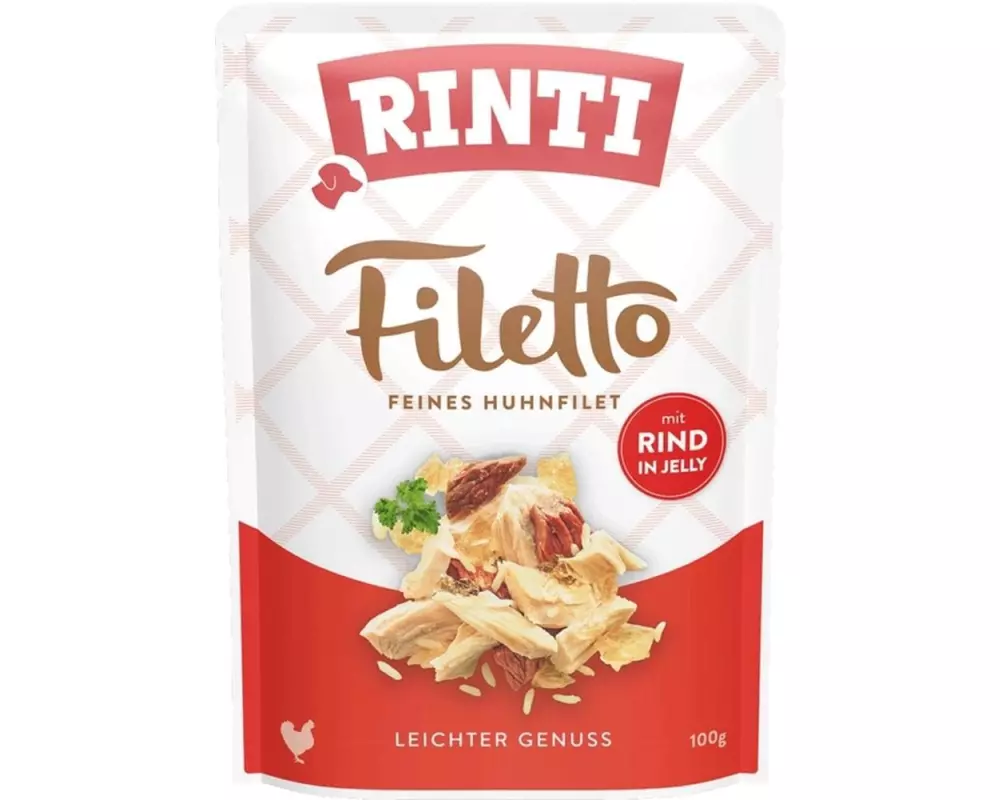 Rinti Nassfutter Filetto Huhn + Rind in Jelly, 100 g