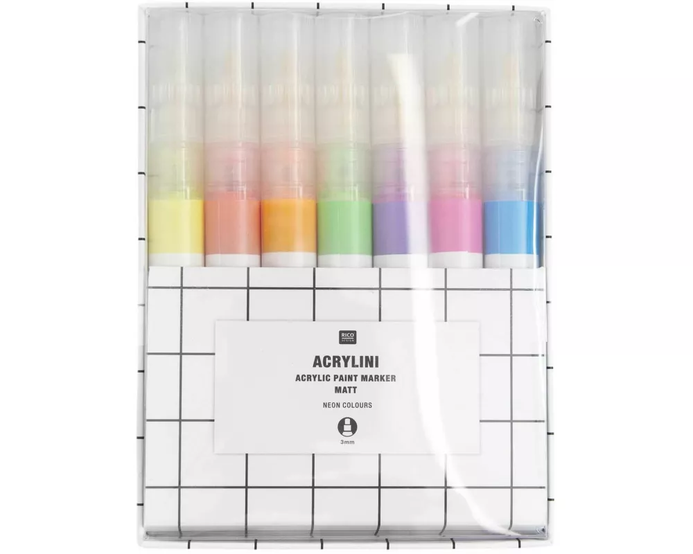 Acrylini Marker Set Neon Colours, 7 Farben