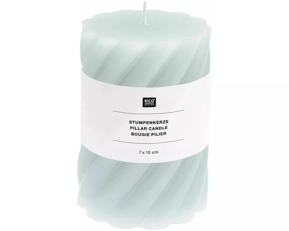 Stumpenkerze "Spiral" Mint 7x10 cm, 300 g Brenndauer: 30h