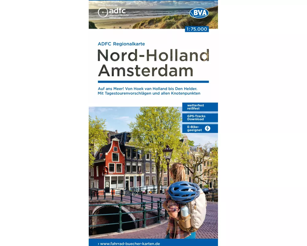 BVA ADFC Regionalkarte Nord-Holland Amsterdam, mit Knotenpunkten 1:75.000
