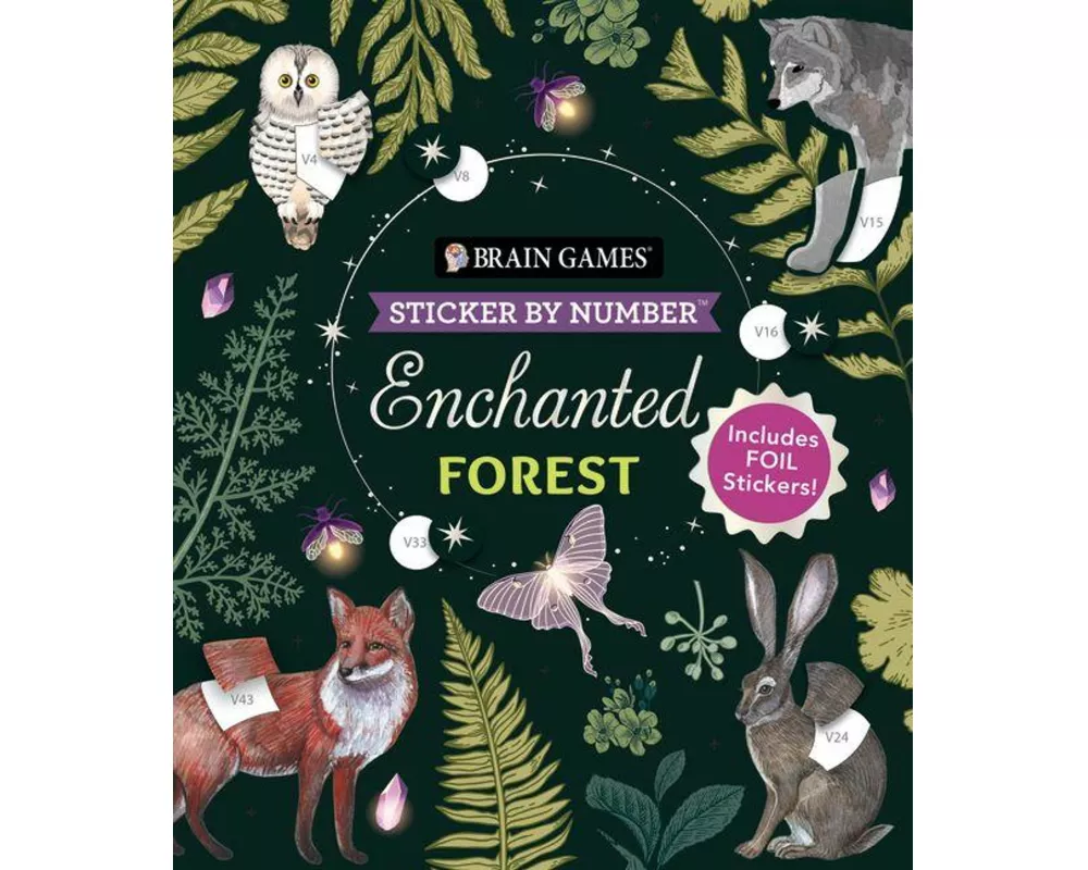 Brain Games - Sticker by Number: Enchanted Forest (24 Images to Sticker)