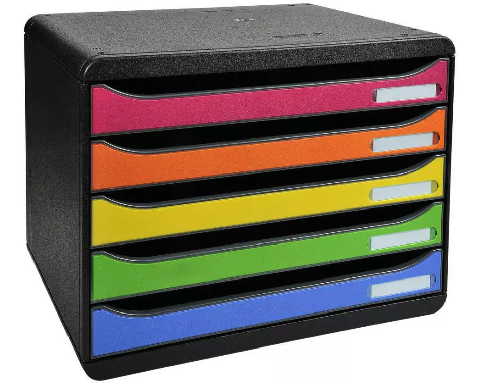 Exacompta Schubladenbox Big Box Plus Quer, Mehrfarbig