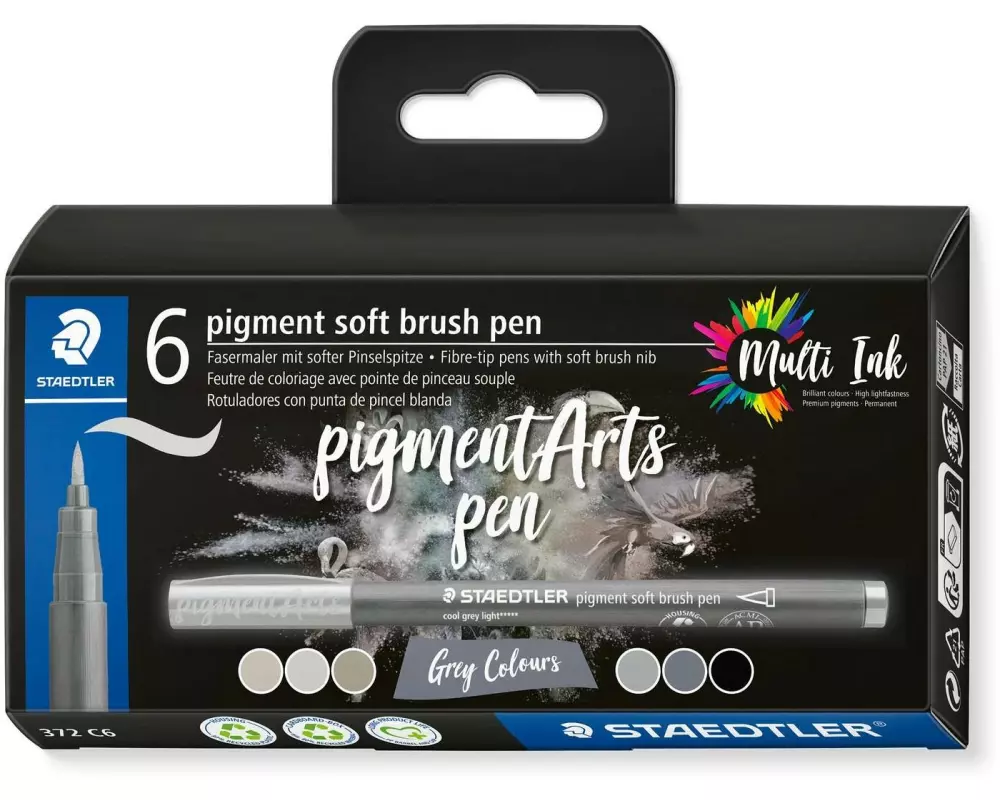 Staedtler Fasermaler Pigment Arts Brush Pen Greys Colours