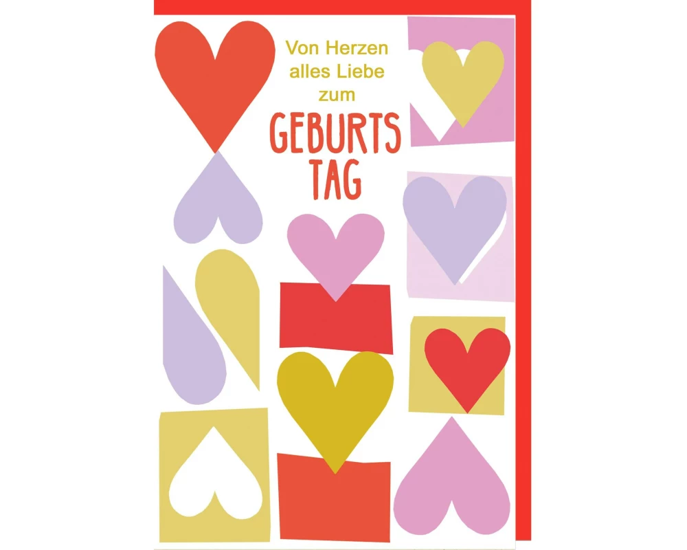 Braun + Company Geburtstagskarte Herzen 11.5 x 17 cm