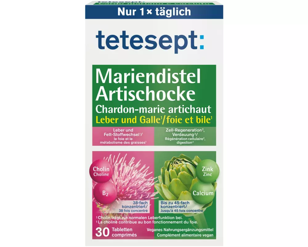 tetesept Tablette Mariendistel-Artischocke 30 Stück