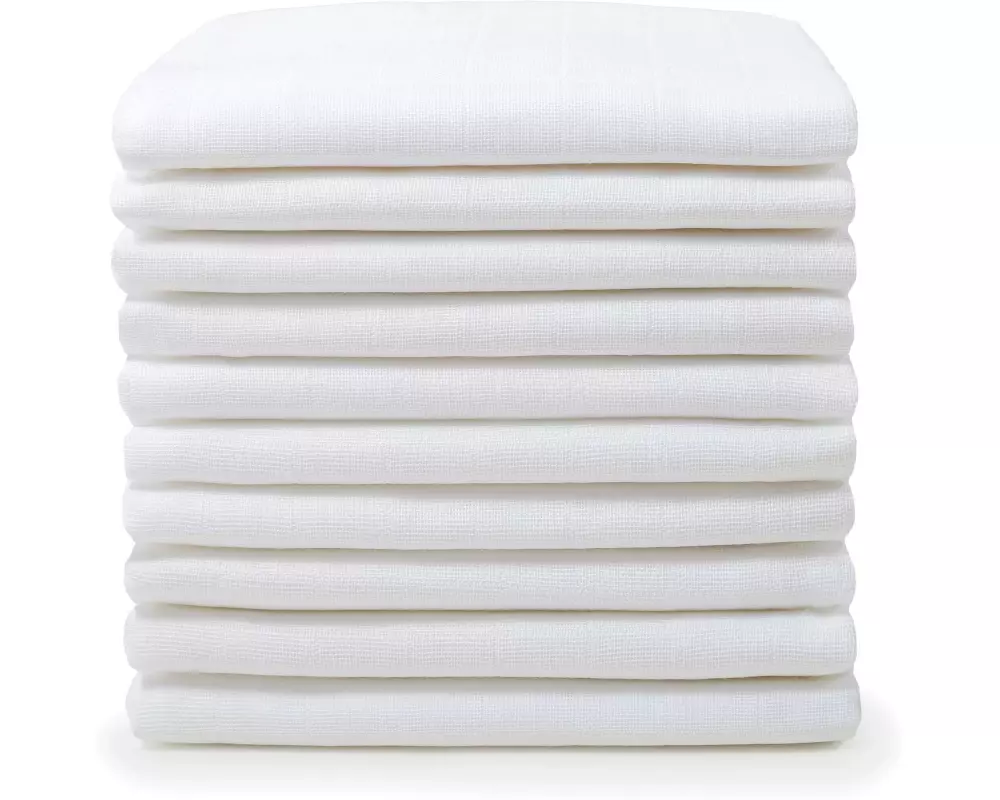 MAKIAN Moltontuch 8-er Set 70 x 70 cm, Weiss