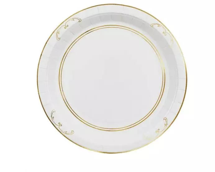 Partydeco PartyDeco Pappteller mit Ornament Weiss, 6er-Set 6 Stück