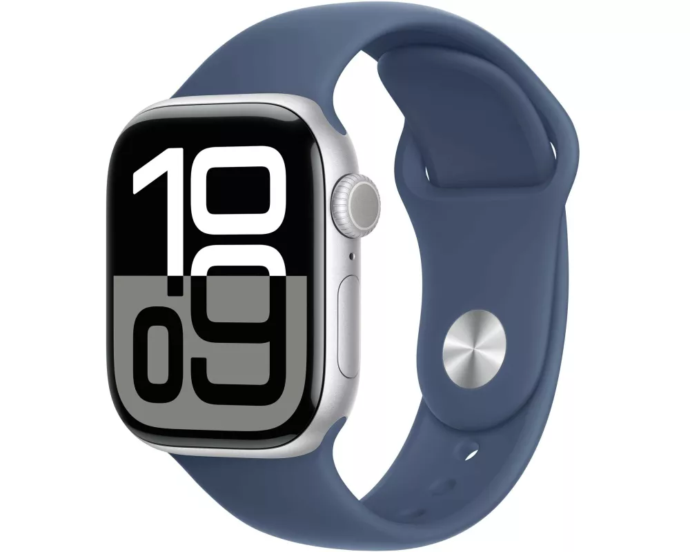 Apple Watch Series 10 42 mm Alu Silber Sport Denim S/M
