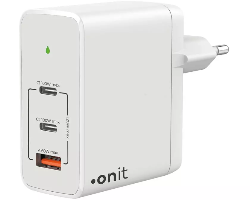 onit USB-Wandladegerät Trial QC5.0 120 W GaN Weiss