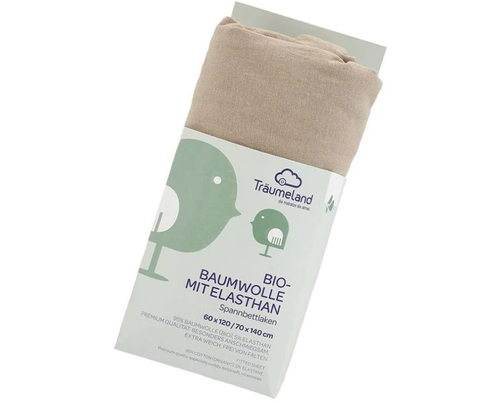 Träumeland Spannbettlaken Bio-Bw/El 60 x 120 cm + 70 x 140 cm, Taupe