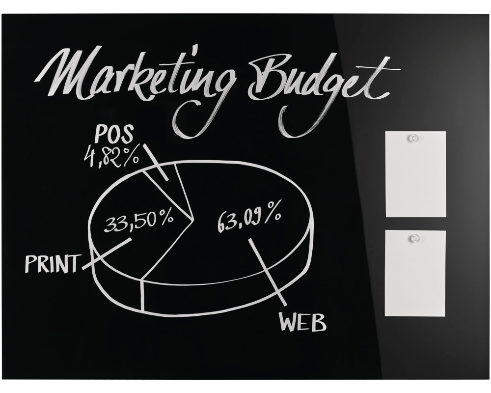MAGNETOPLAN Design-Glasboard 1200x900mm 13404012 schwarz, magnetisch