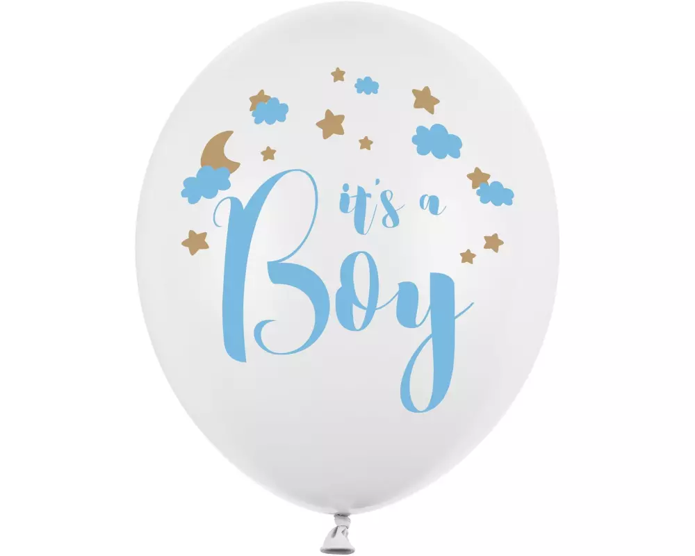 Partydeco Luftballon Its a boy Weiss/Blau Ø 30 cm, 6 Stück