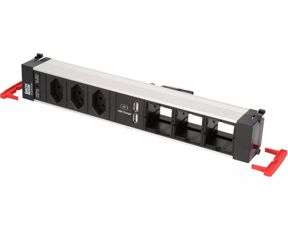 Bachmann Einbausteckerleiste POWER FRAME 3x T13, USB, 3x ABD Leer