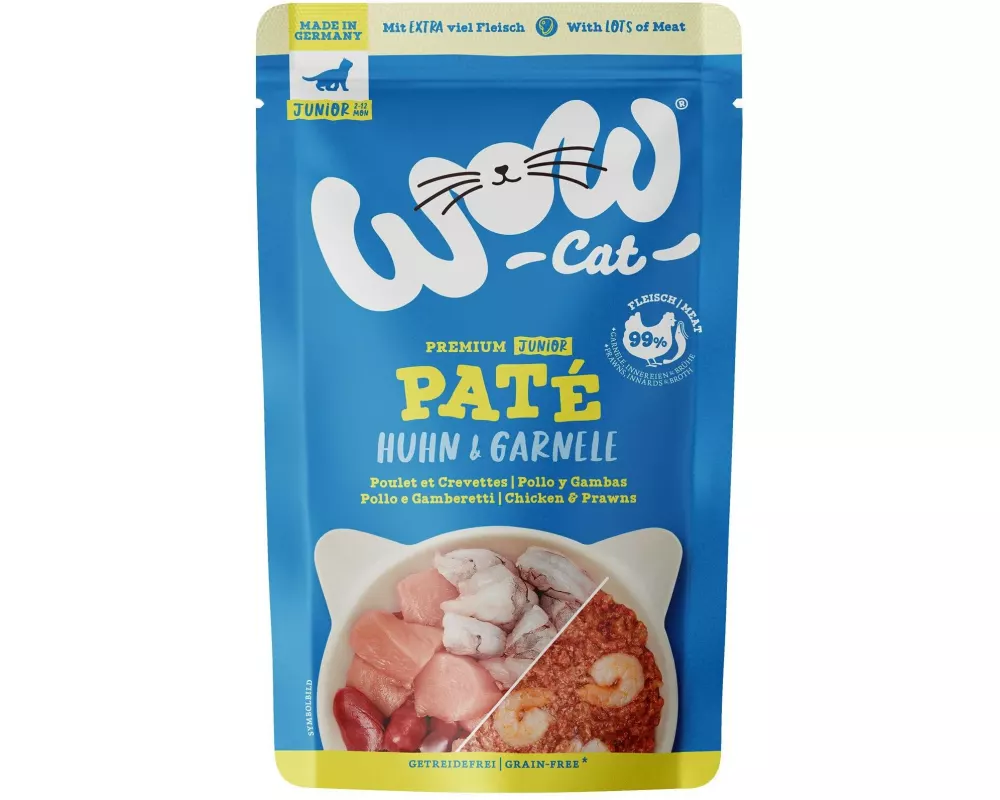 WOW Nassfutter Junior Paté Huhn & Garnele, 125 g