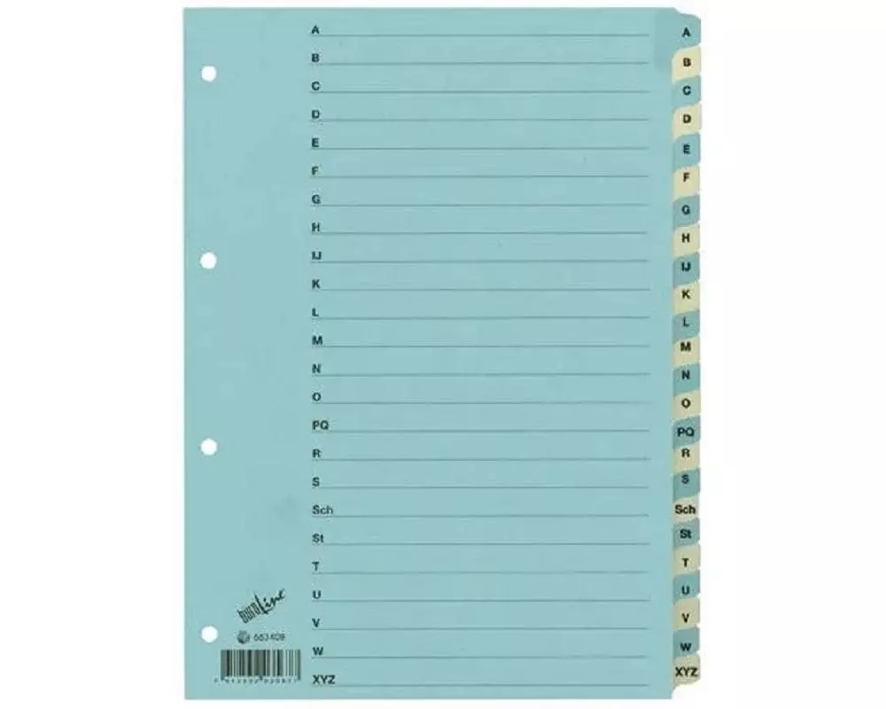 Büroline Register A4, 1 Reihe, A – Z verstärkt Blau/Beige