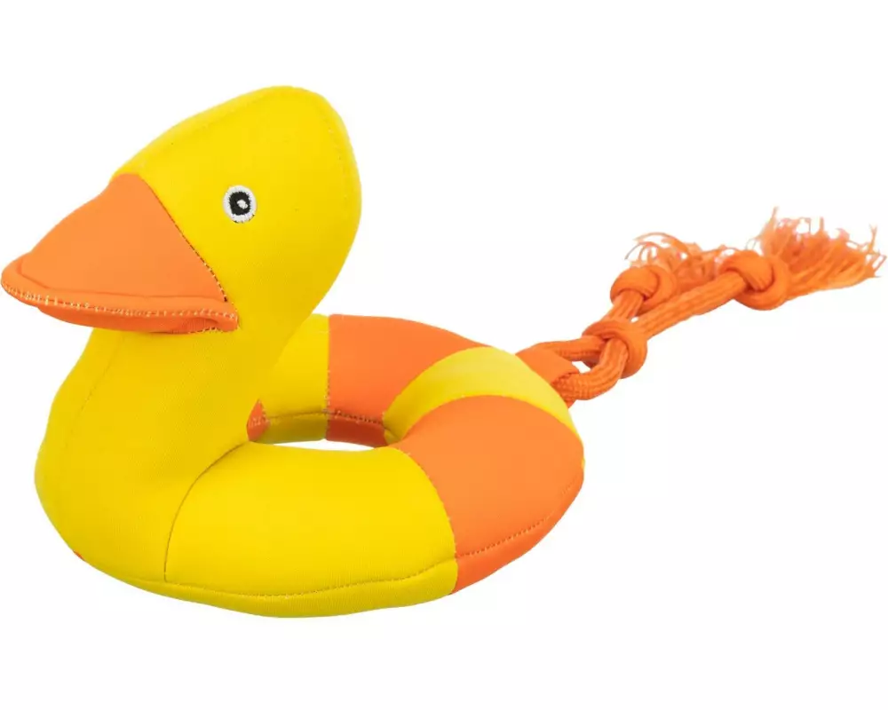 Trixie Schwimmspielzeug Aqua Toy Ente am Seil, 20 cm, Gelb/Orange