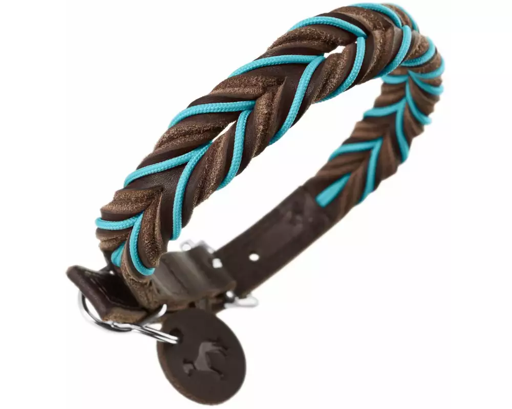 Hunter Halsband Solid Education Cord, M (55), Dunkelbraun/Türkis