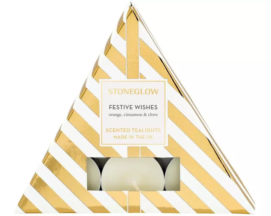 Stoneglow Teelichter Festive Wishes 6 Stück, Gelb