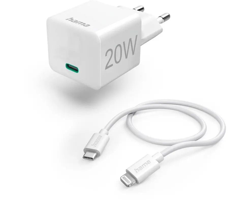 Hama Ladegerät Lightning Ladekabel, PD 20 W, 1 m, weiss