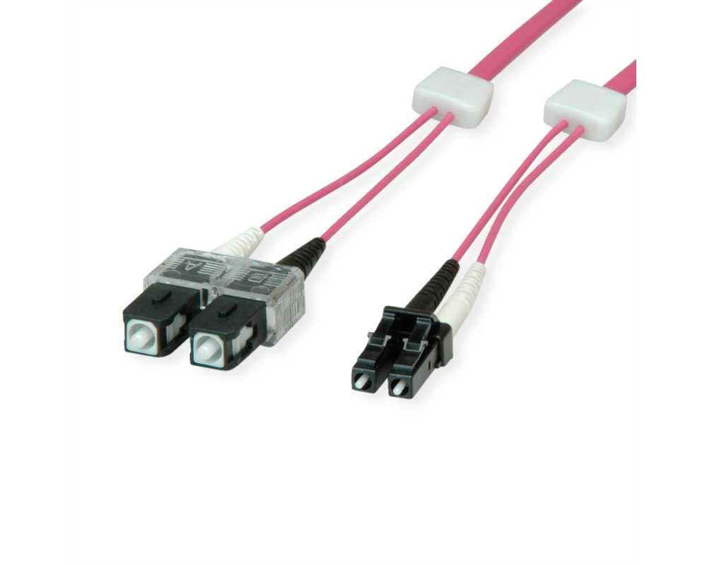 EasyLan LWL-LED-Patchkabel duplex 50/125µm OM4, LC/SC, violett, 2 m