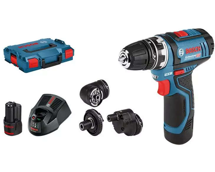 Bosch Professional Akku-Bohrschrauber GSR 12 V-15 FC Kit 2x 2.0 Ah + Aufsätze