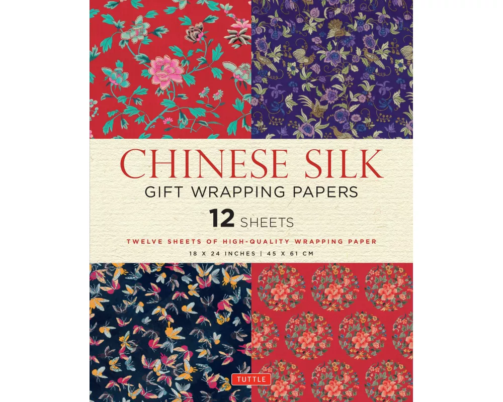 Chinese Silk Gift Wrapping Papers - 12 Sheets