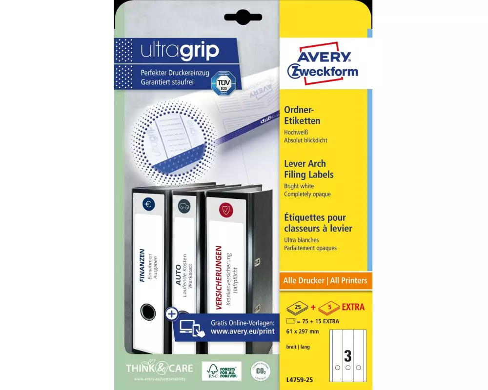 Avery Zweckform Ordneretiketten L4759 61 x 297 mm, 30 Blatt