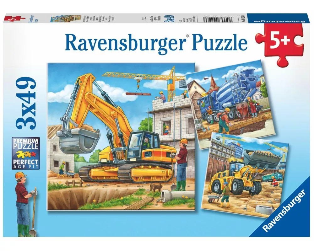Kinderpuzzle 3x49 Teile - Große Baufahrzeuge