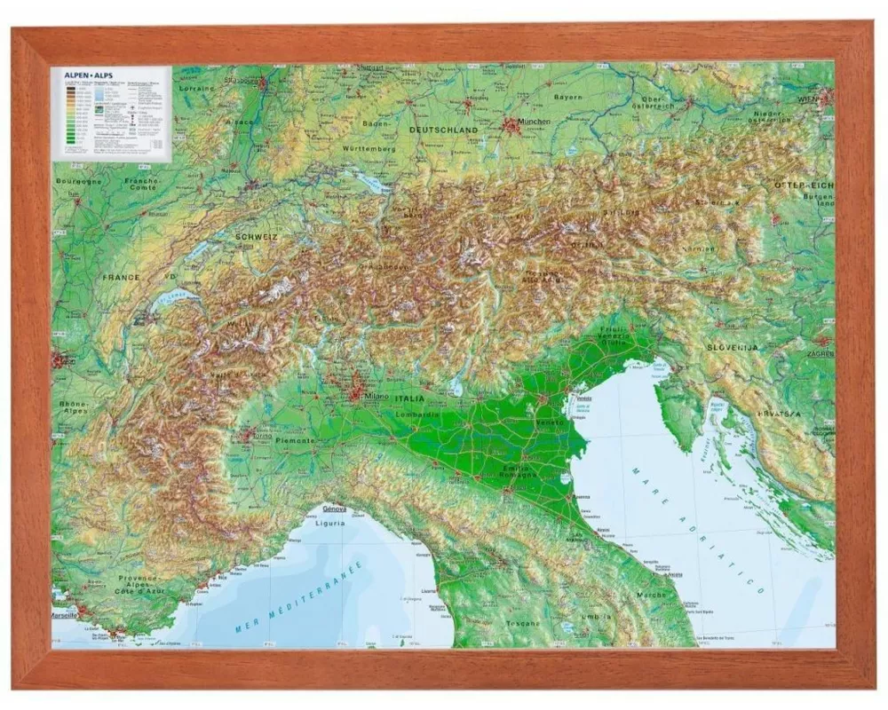 Relief Alpen 1:2.4MIO mit Holzrahmen