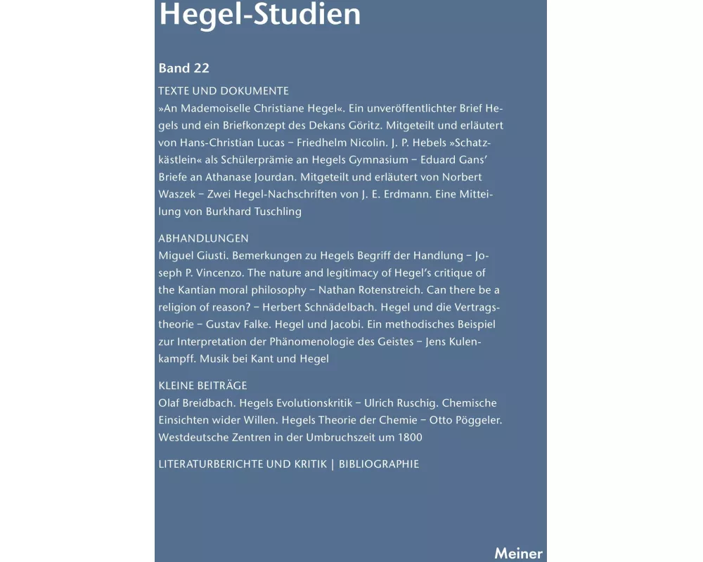 Hegel-Studien / Hegel-Studien Band 22 (1987)
