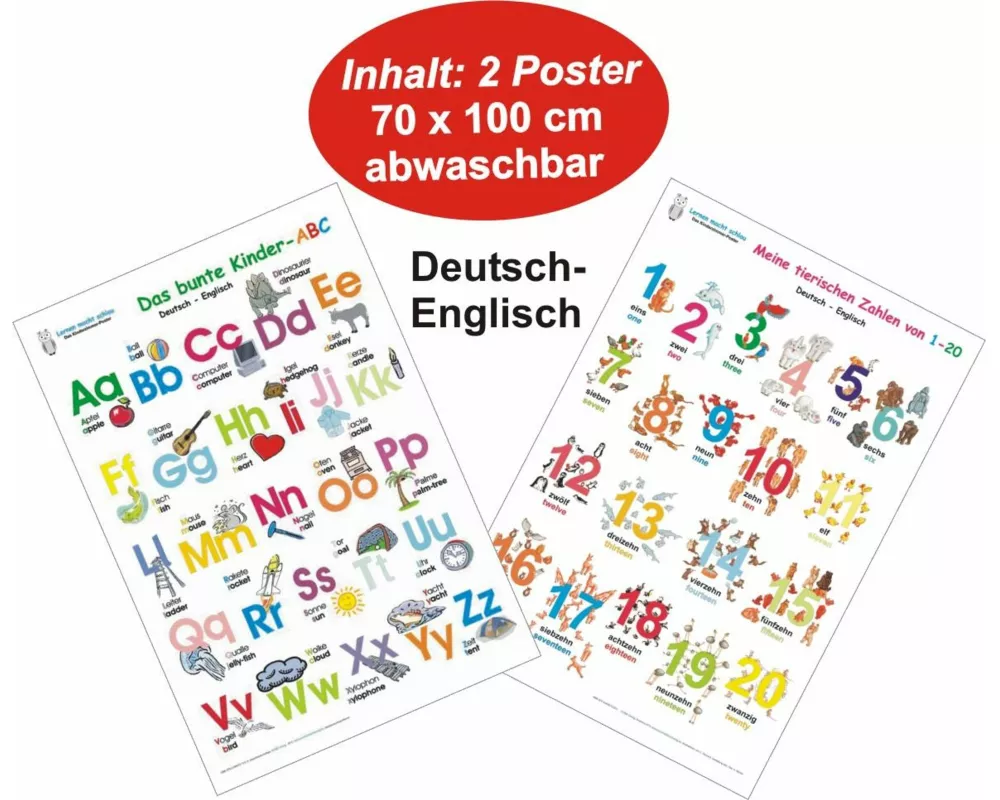 Das bunte Kinder-ABC + Meine tierischen Zahlen von 1-20 Deutsch/Englisch