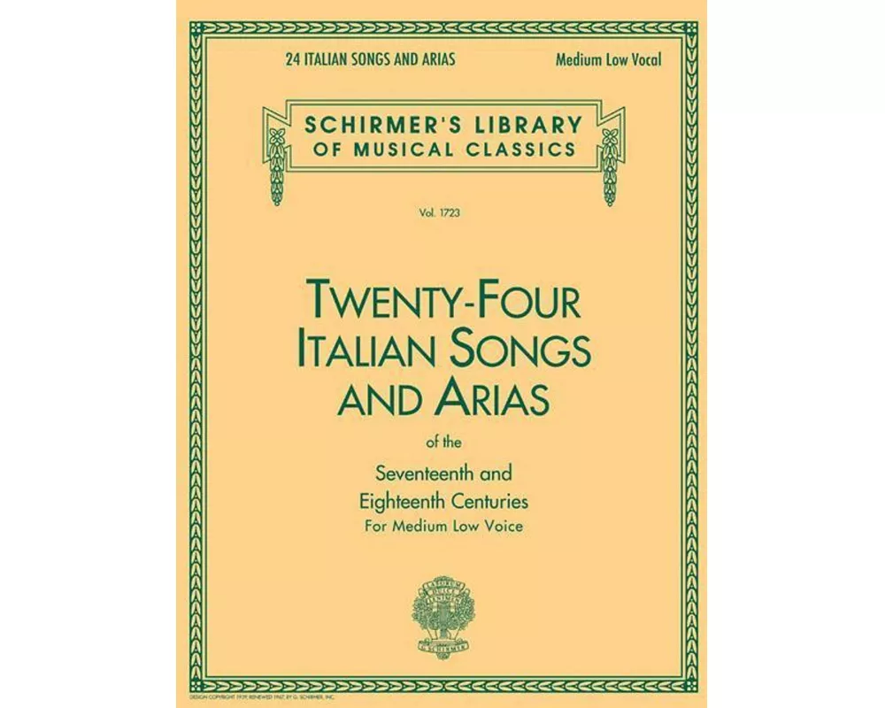 24 Italian Songs & Arias of the 17th & 18th Centuries - Medium Low Voice Book