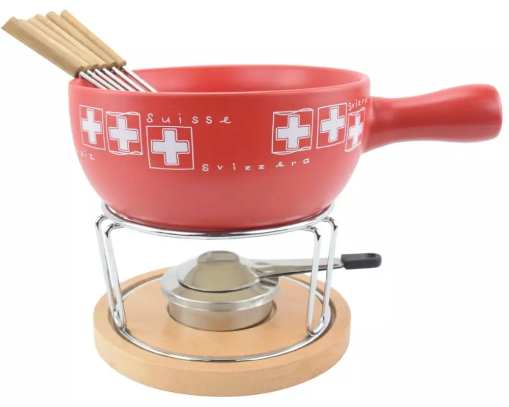 OHMEX Fondue-Set OHM-FND-2227 8 Teile, Braun/Rot