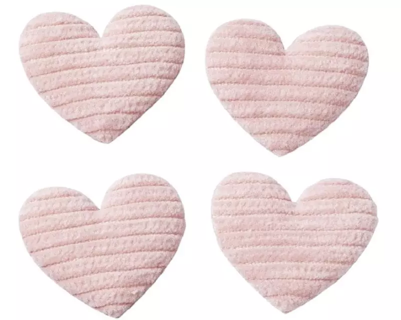 HobbyFun Mini-Utensilien Stoff Herz 4 Stück, Rosa