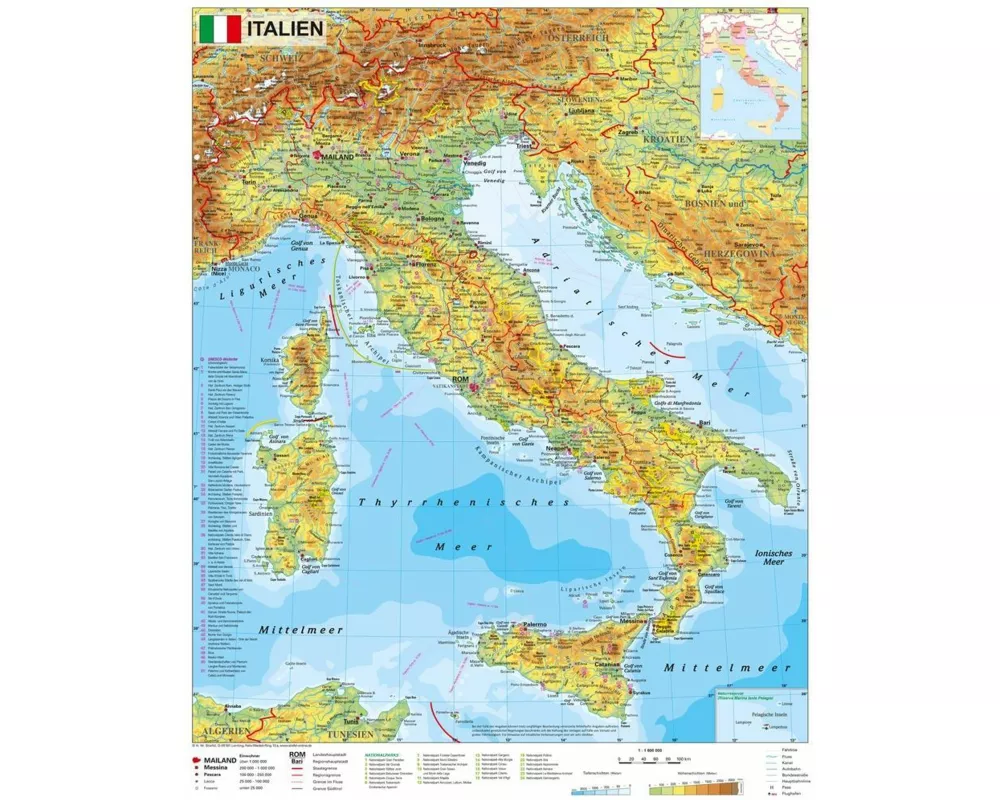 Italien physisch 1 : 1.600 000