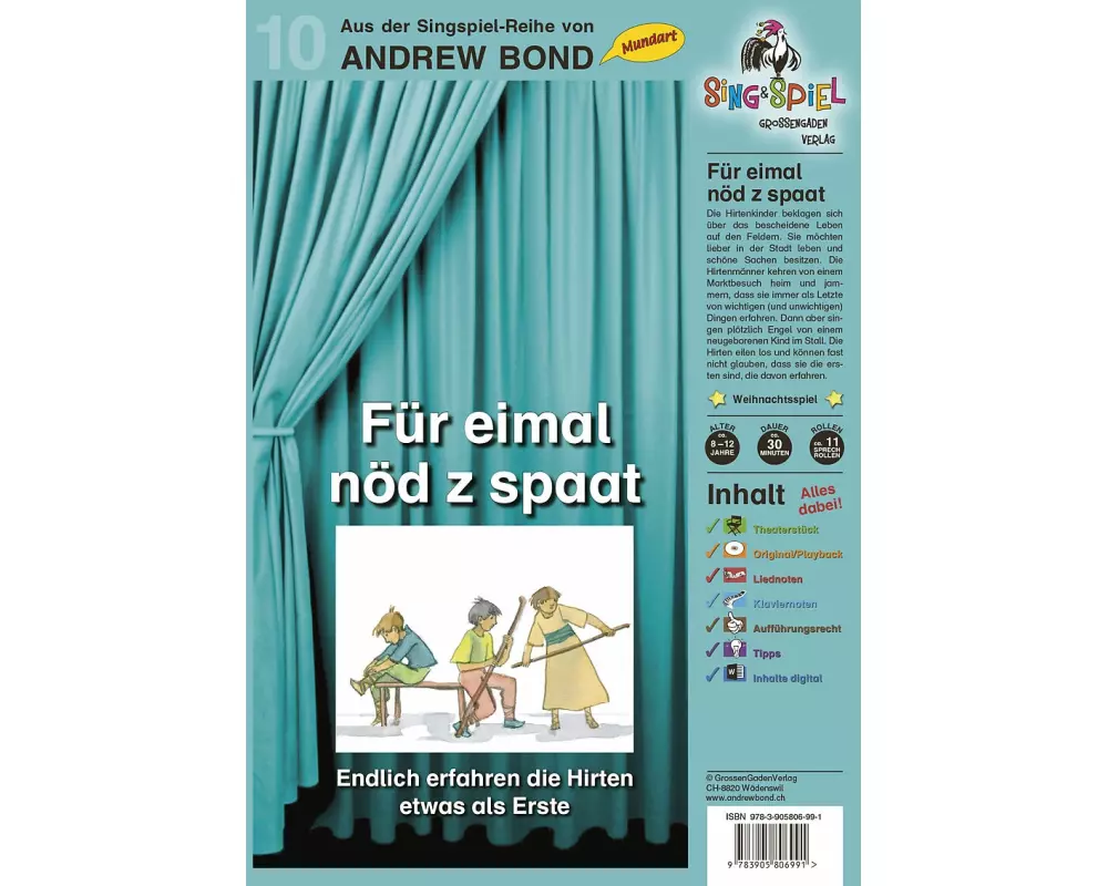 Für eimal nöd z spaat, Singspiel mit CD (SS10)