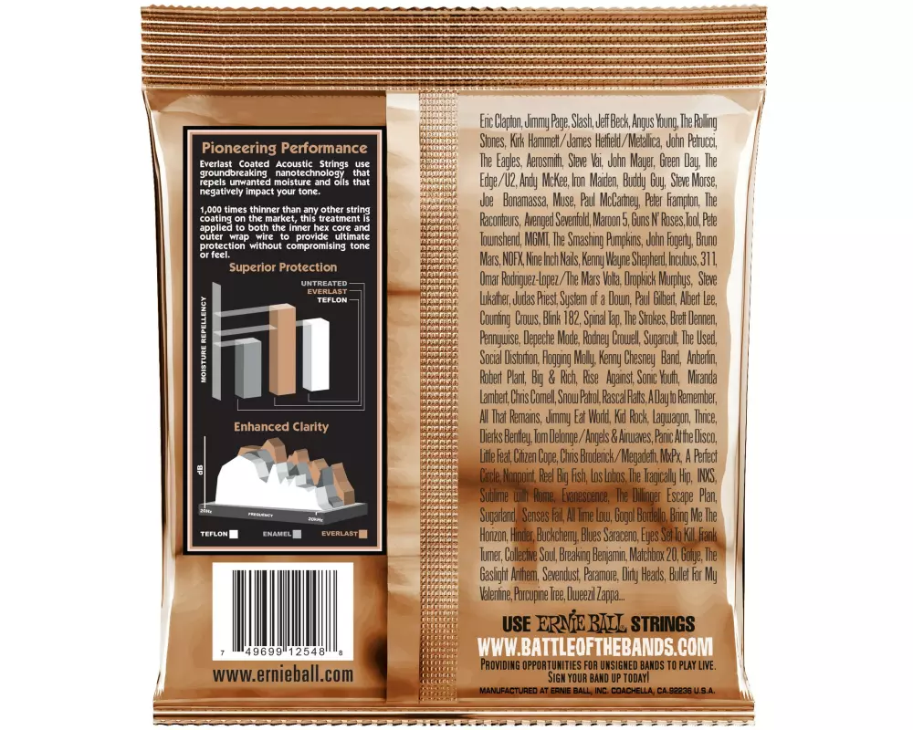 Ernie Ball Gitarrensaiten 2548 Everlast Coated PB – Light 11-52