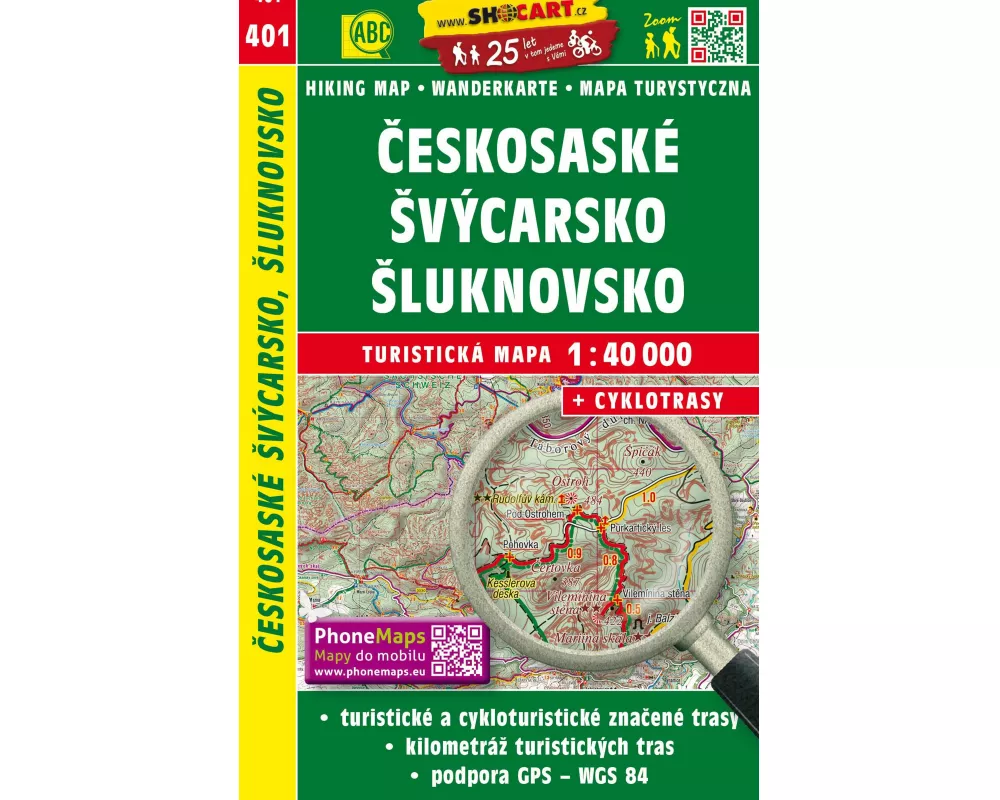 Wanderkarte Tschechien Ceskosaske Svycarsko, Sluknovsko 1 : 40 000