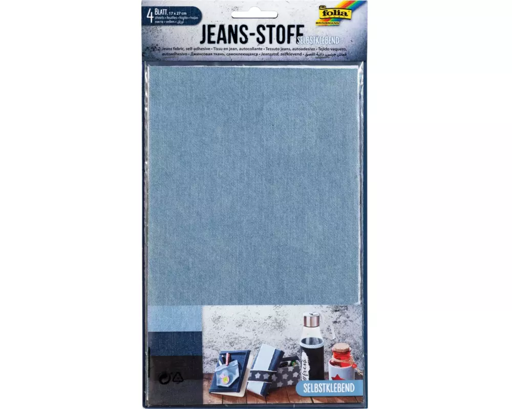 Folia Stoff Jeans selbstklebend, 4 Blatt 17 cm x 27 cm