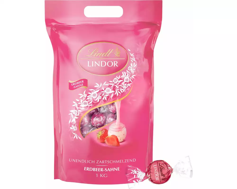 Lindt Schokoladen-Pralinen Lindor Kugeln Strawberry 1000 g