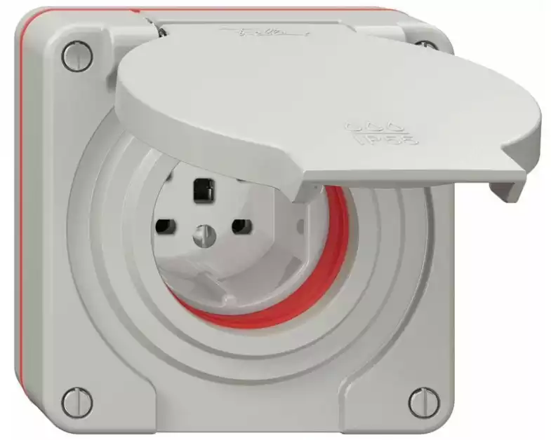 Feller NEVO UP-Nass-Steckdose 1xT25 (16A/400 V) IP55 lgr Grau