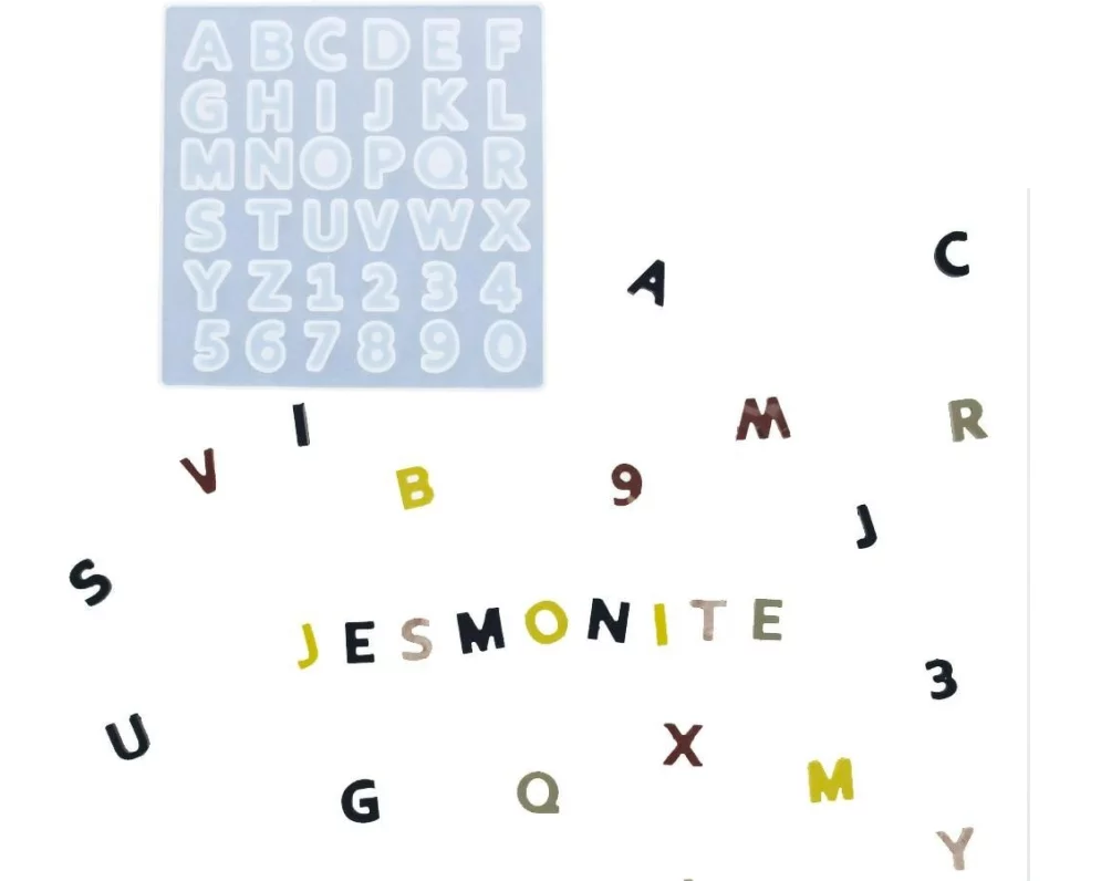 Jesmonite Giessform Alphabet + Zahlen 13.5 cm x 13.5 cm