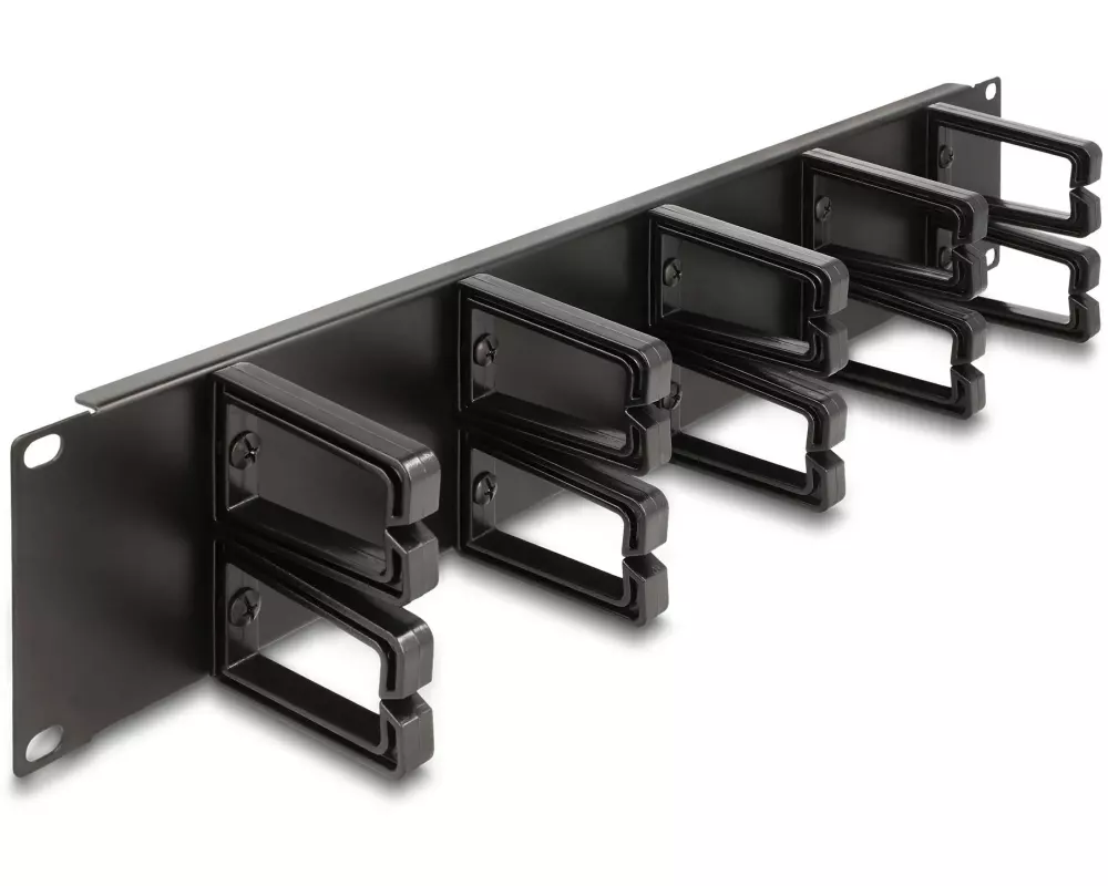 Delock Kabelführungspanel 10 Kunststoffbügel 2 HE , Schwarz