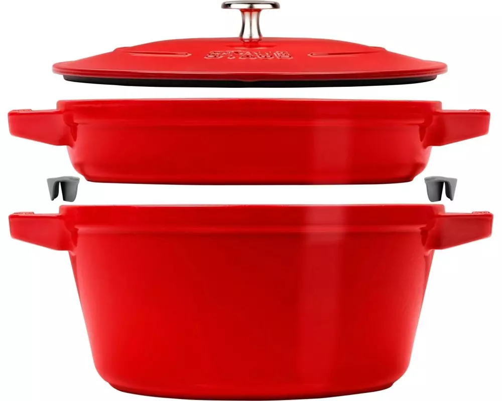 Staub Bräter Cocotte 3-teilig, 24 cm, Kirschrot, 6.1 l