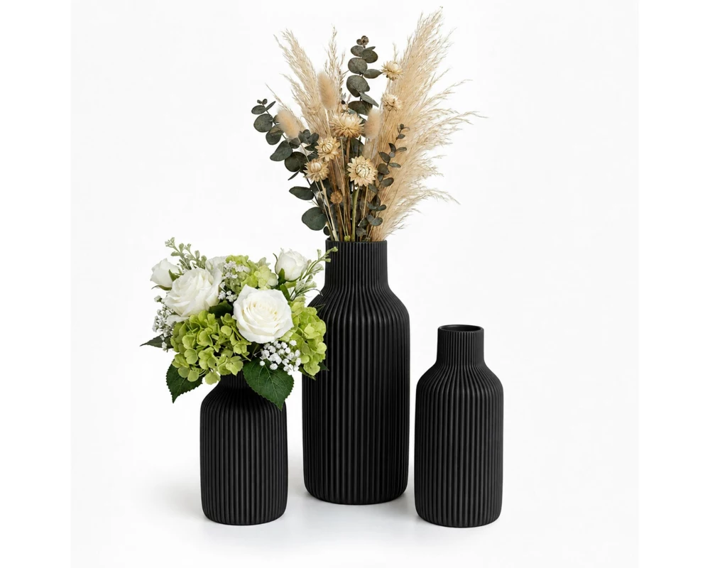 relaxdays Vase 20 cm, Schwarz