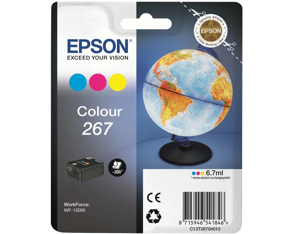 Epson 267 Ink cyan, magenta and yellow Std Capacity 200 pages RF-AM blister