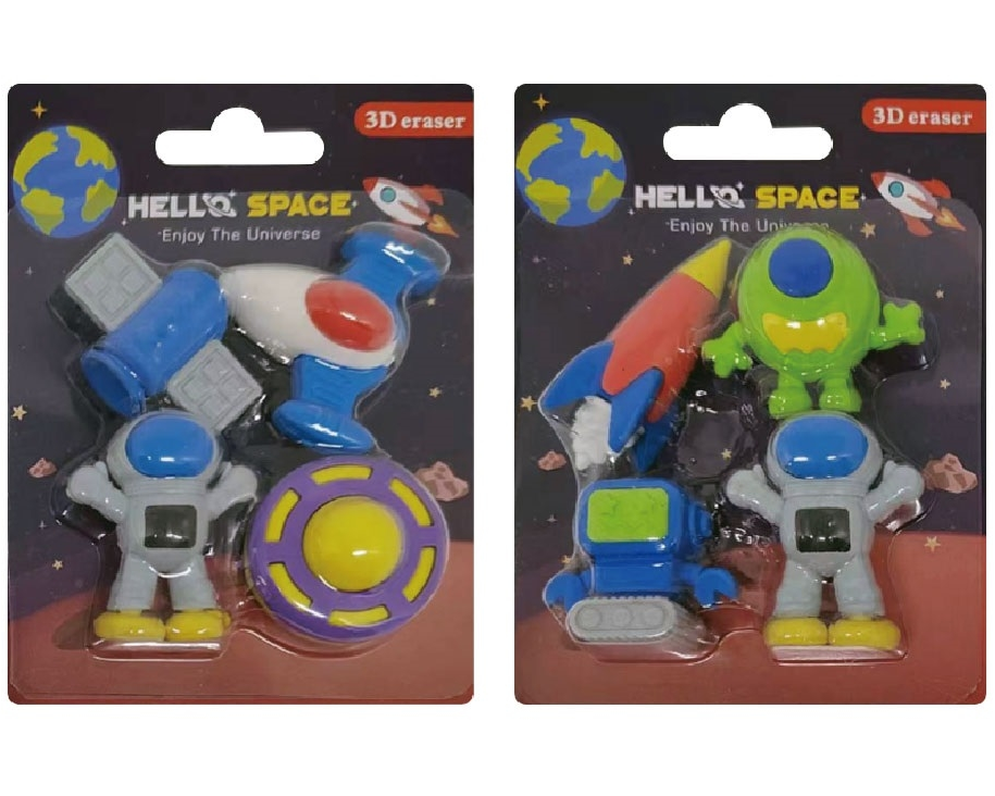 ROOST Radierer Set 3D HAE-004 Space, assortiert