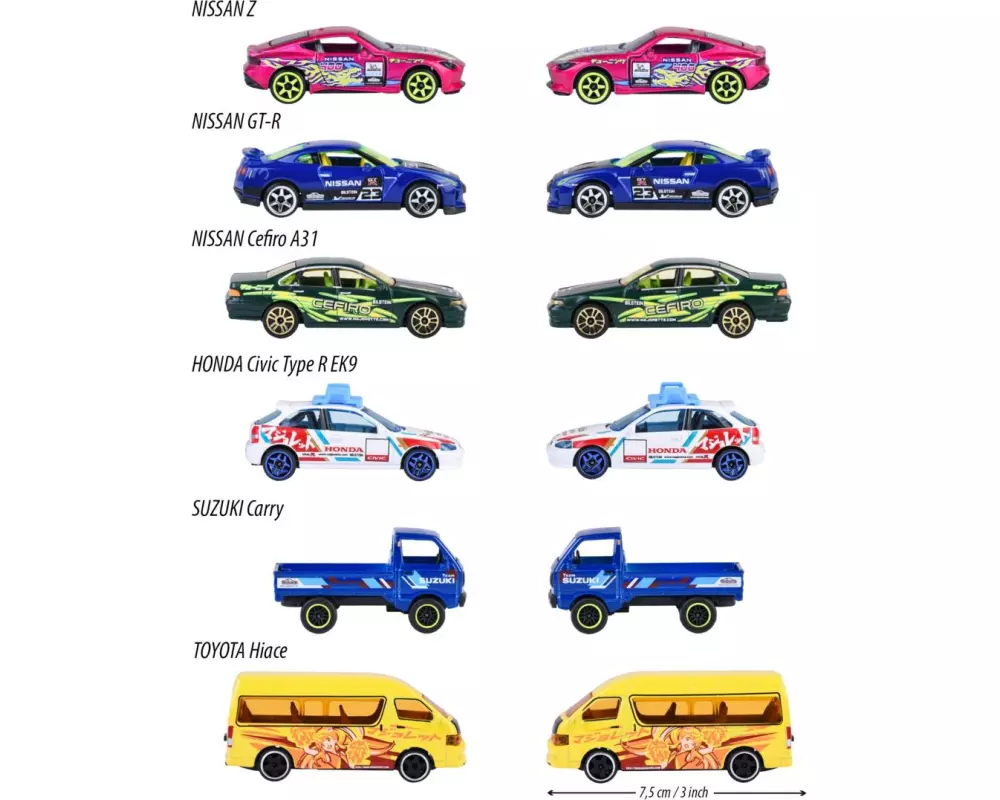 Majorette JDM Legends Deluxe Cars, 6+1-sort. Metall, 1:64